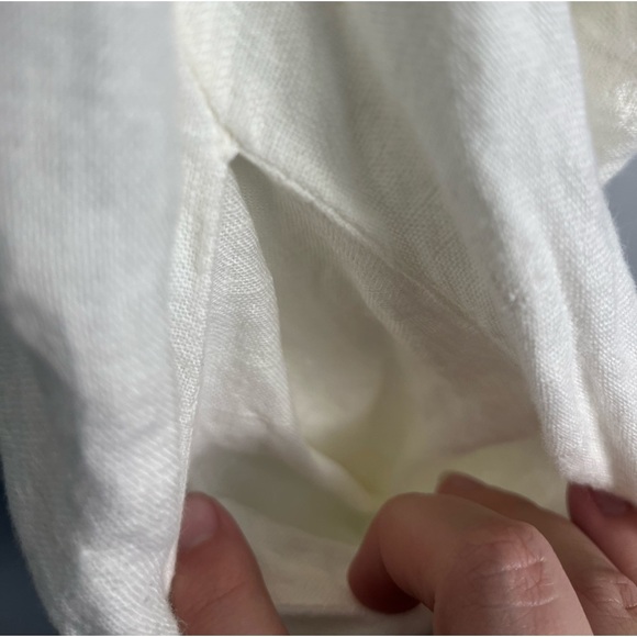 Flax Cream Celebration Blouse button front pockets 100% linen size medium tunic - Picture 5 of 8